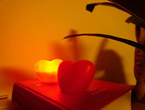 Toosbuc 12 Pcs sevgililer günü aşk ışıkları 3 inç kırmızı kalp şekilli ambiyans lamba ev dekor için sevgililer günü