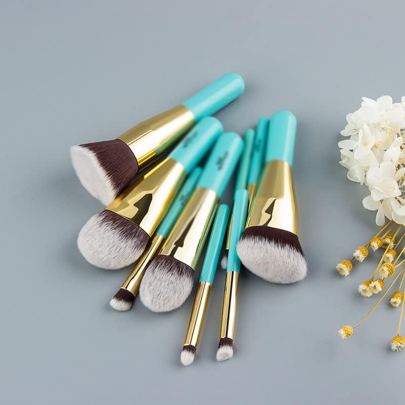 QWZYP 9 ADET Makyaj Fırçalar Seyahat Dostu Marka Fırçalar Set Profesyonel Makyaj Fırçalar Mavi & Altın Renk Moda