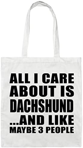 Designsify Tek Umursadığım Dachshund, Bakkal Plaj Seyahat Alışverişi için Yeniden Kullanılabilir Pamuklu Bez Çanta,