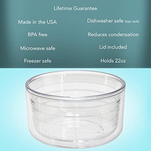 Thirstystone Mavi Çayır Çiçek Çift Duvar Yalıtımlı Kırılmaz Plastik seyahat kapaklı kase 22 Sıvı Ons Tutar BPA İçermez