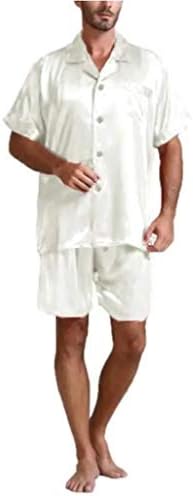 Xiloccer erkek Pijama Seti 2021 erkek Yaz Kıyafeti Rahat Düz Renk Gecelik erkek 2 Parça Kısa Set Gömlek Takım Elbise