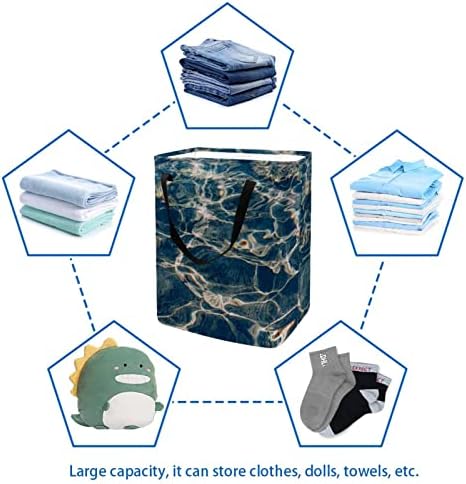 Mavi Su ile Glares ve Dalgalar Baskı Katlanabilir Çamaşır Sepeti, 60L Su Geçirmez çamaşır sepetleri Çamaşır Kutusu