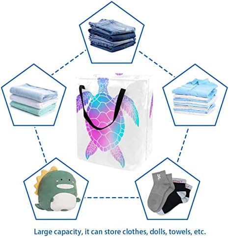 Renkli Kaplumbağa Baskı Katlanabilir çamaşır sepeti, 60L Su Geçirmez çamaşır sepetleri çamaşır Kutusu Giysi Oyuncak
