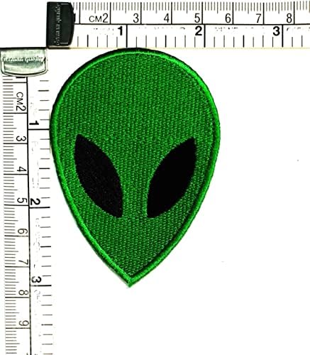 Kleenplus 3 Adet. Kafa Yeşil Uzaylı İşlemeli Yamalar üzerinde Demir Dikmek Karikatür Çocuk Çocuk Moda Etiket El Sanatları