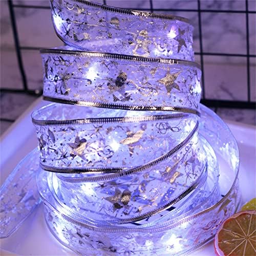 Noel dekorasyon ışıkları-Noel dekorasyon ledi şerit ışık zinciri yılbaşı ağacı süsleri DIY dantel yay dize ışıkları