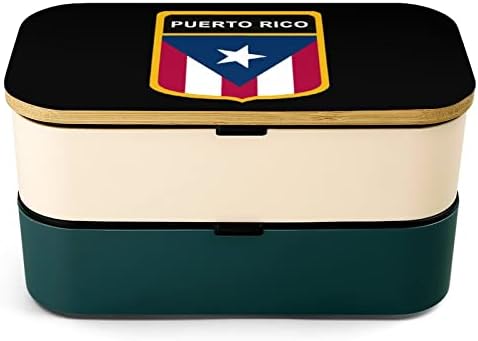 Porto Riko F-lag Öğle Konteyner 2 Istiflenebilir Modern B-en-to Kutusu ile Çatal ve Kaşık Yemek için Dışarı Çalışma