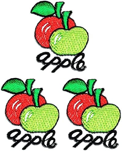 Kleenplus 3 adet. Mini Elma Meyve İşlemeli Demir on Yama dikmek Moda Sanatları Sevimli Meyve Karikatür Etiket Yamalar