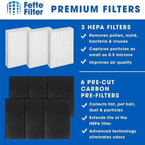 Fette Filtresi-Premium HEPA Yedek Filtreler Honeywell Hava Temizleyici HPA300,HPA5300B, HPA5350 Ön Filtreli Yedek