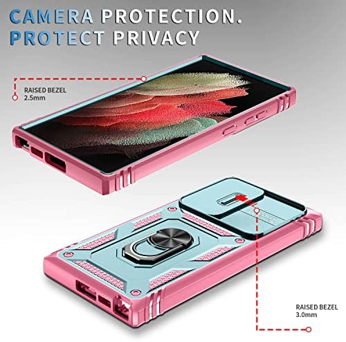 Fetrim Kılıf için Galaxy S23 Ultra, kamera kılıfı telefon kılıfı için Rotasyon Halka Standı ile Samsung Galaxy S23