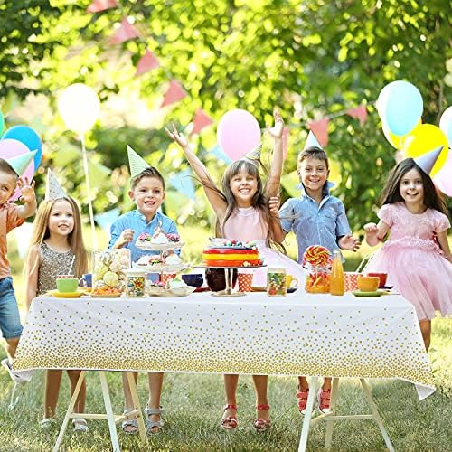 Dikdörtgen Masalar için 6 Adet Plastik Masa Örtüsü Altın Nokta Konfeti Masa Örtüleri Doğum Günü Partisi Düğün için