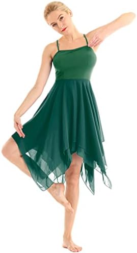 YONGHS kadın Lirik Bale Dans Elbise Kostümleri Modern Çağdaş Giyim Kaşkorse Flowy Elbise