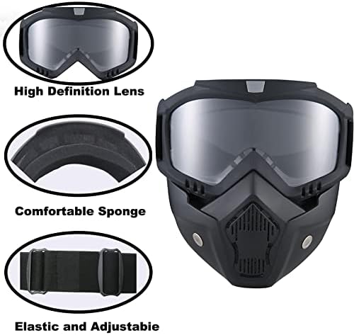 Paintball Maskesi Anti Sis, Taktik Tam Yüz Maskesi Kayak Maskesi Gözlük Ayrılabilir Ayarlanabilir, Motosiklet Sürme