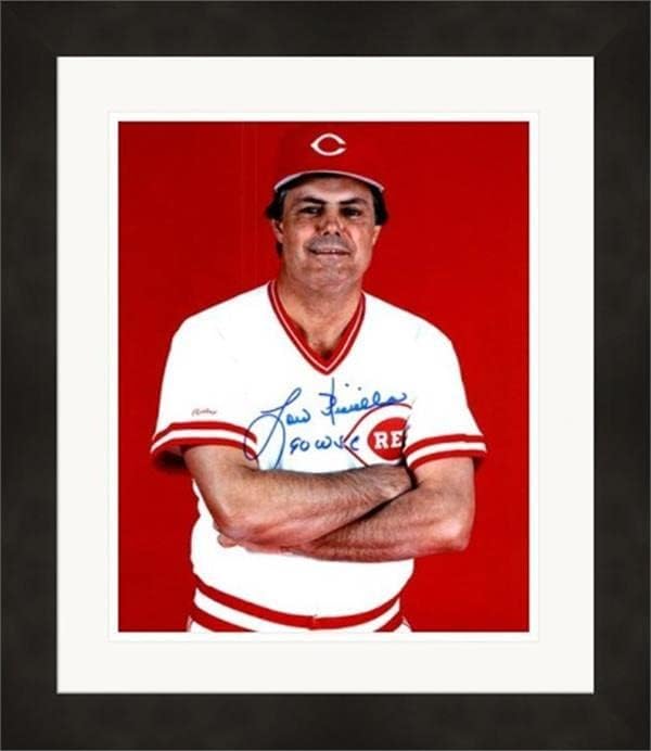 Lou Piniella imzalı 8x10 fotoğraf (Cincinnati Reds Yöneticisi) SC6 Keçeleşmiş Çerçeveli-İmzalı MLB Fotoğrafları