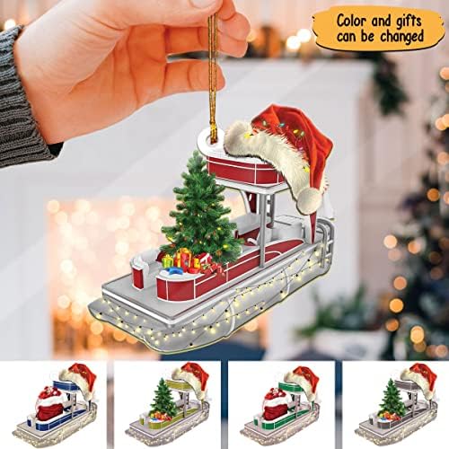 Özel duba tekne dize ışık kırmızı Santa şapka duba sevgilisi hediye noel ağacı süs dekor şeffaf plastik asılı dekorasyon