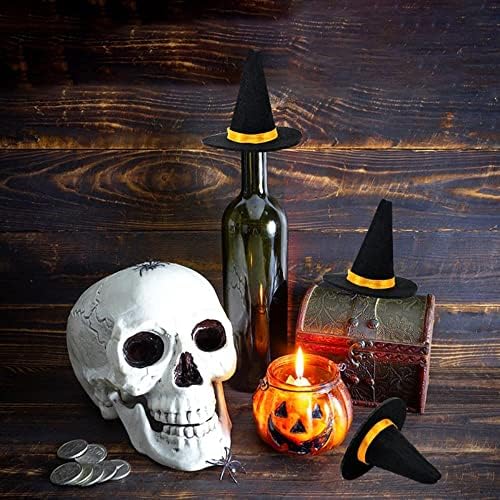 6 adet Cadılar Bayramı Mini Keçe cadı şapkaları şarap şişesi Dekor DIY Zanaat Cadılar Bayramı Partisi için Ev Bar