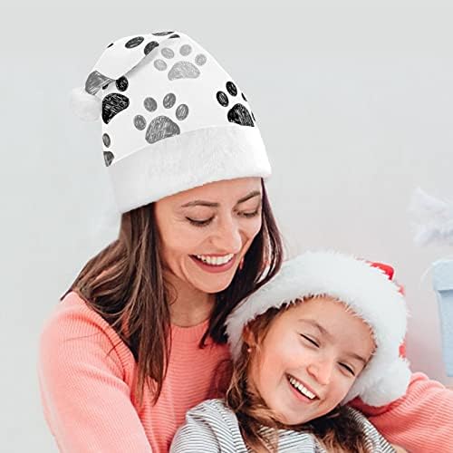 Köpek Pençe Baskı Siyah Beyaz Noel Şapkalar Toplu Yetişkin Şapkalar Noel Şapka Tatil için Noel Partisi Malzemeleri