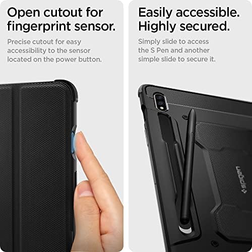 Spigen Sağlam Zırh Pro için Tasarlanmış Galaxy Tab S8 Kılıfı ( 2022) / Galaxy Tab S7 Kılıfı (2020) S kalemlik-Siyah