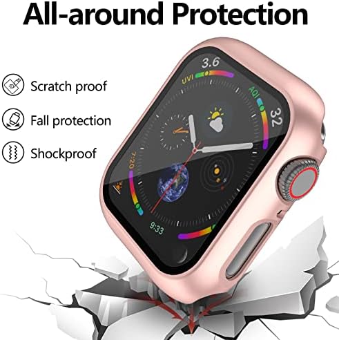 Apple Watch serisi 8/7 45mm için 12 adet Jomitvp durumda, temperli cam ekran koruyucu ile sert PC durumda, tüm koruyucu