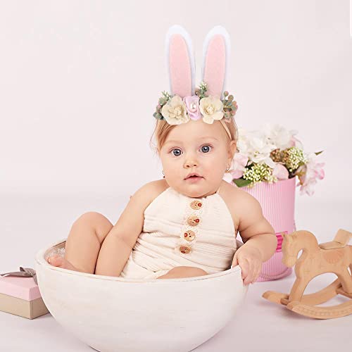 DİNPREY Bebek paskalya tavşanı Kulaklar Kafa Bandı Doğum Günü İnci Çiçek Taç Bahar Tavşan Kafa Bandı Çiçek kafa Parçası