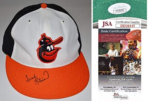 Frank Robinson İmzalı-İmzalı Vintage Baltimore Orioles Beyzbol Şapkası-Yeni Dönem Gömme Şapka + JSA Orijinalliği