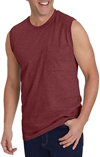 Wihion erkek Kolsuz spor kolsuz tişört Cep Egzersiz Vücut Geliştirme Kas T Shirt