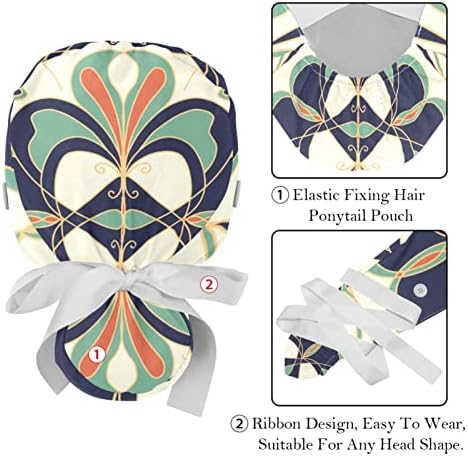 2 adet Çalışma Kapağı Düğme ile kurdele Geri Sanat Desen At Kuyruğu Kılıfı Şapkalar Kadınlar için