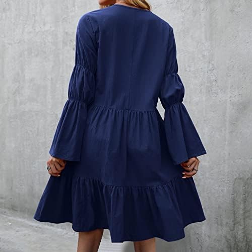 Elbise Gençler için Sonbahar Yaz Uzun Kollu V Boyun Mini Küçük Brunch Fırfır Temel Elbise Genç Kız Elbise 9P
