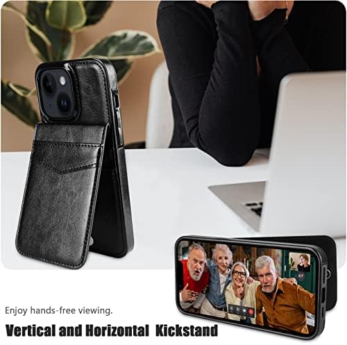 Qireoky iPhone 14 Plus Kılıf Cüzdan Kartlıklı Fonksiyonel İki Yönlü Kickstand Dayanıklı Darbeye Dayanıklı RFID Engelleme